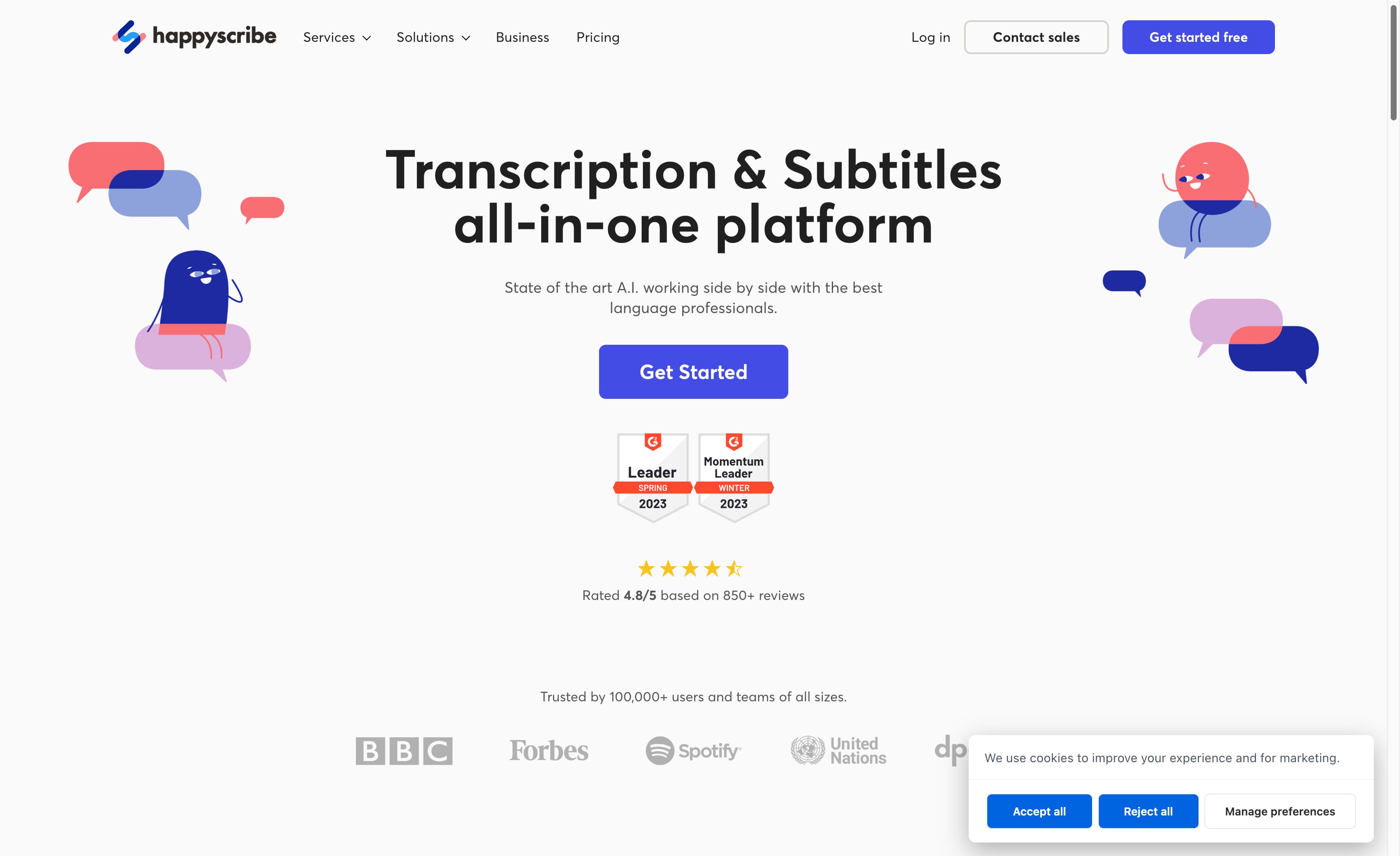 Happyscribe Main Page