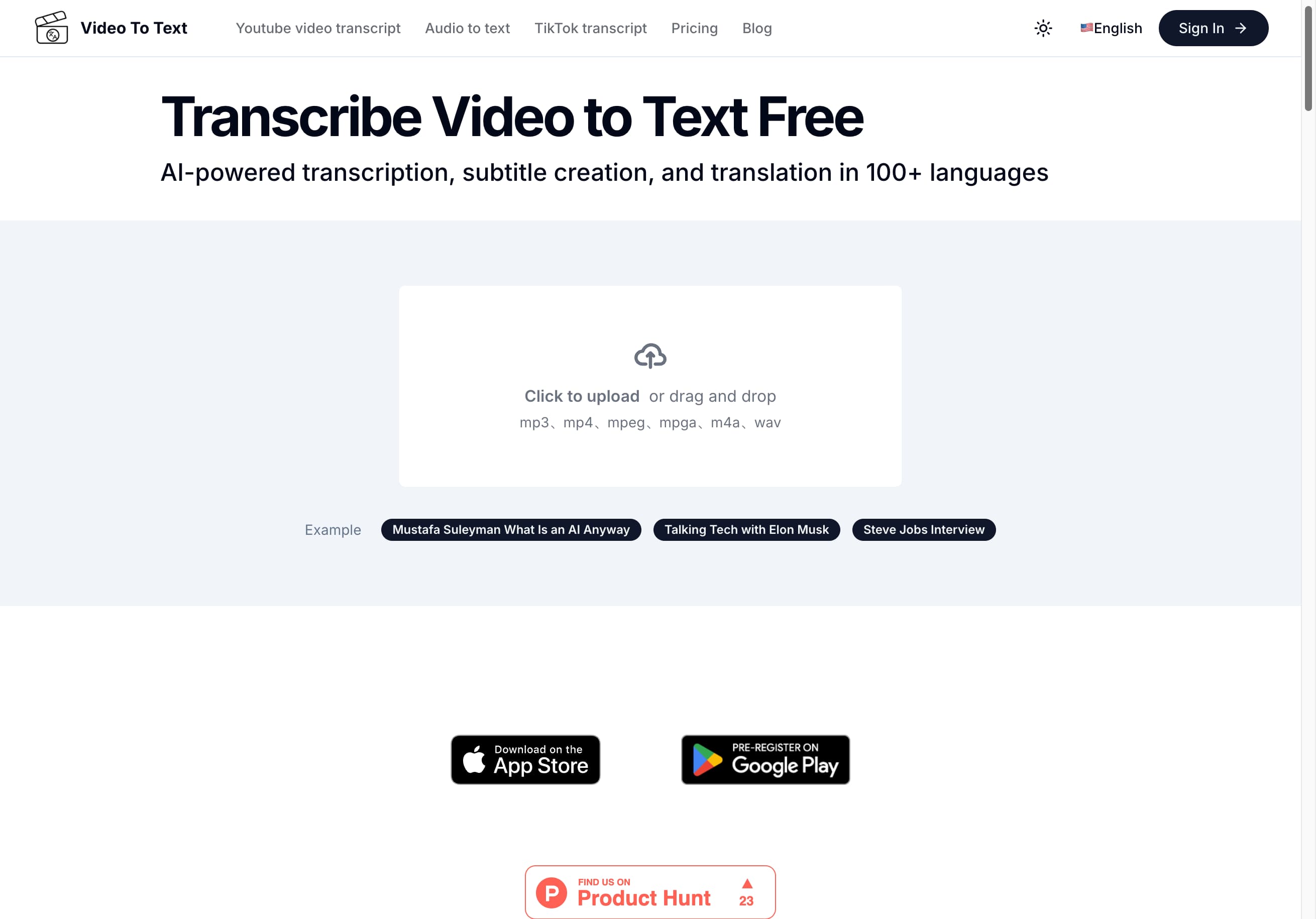 Video-to-Text Main Page